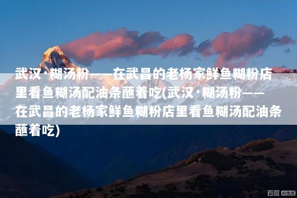 武汉·糊汤粉——在武昌的老杨家鲜鱼糊粉店里看鱼糊汤配油条蘸着吃(武汉·糊汤粉——在武昌的老杨家鲜鱼糊粉店里看鱼糊汤配油条蘸着吃)